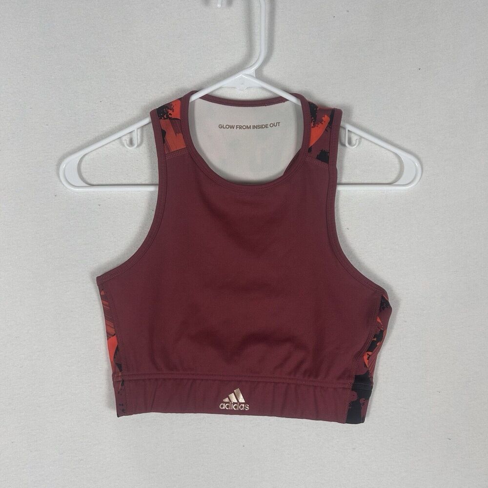 Adidas Activewear Sports Bra Womens XS Tank Top Gym Run Red Camo Casual Support
